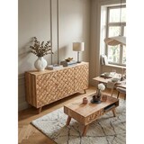 thumbnail of Sideboard REWA 140x78,5x40 cm Anrichte Massivholz Akazie Schrank Braun, Landhaus-Stil Kommode mit 3 Schubladen & 2 Türen, Flurschrank Echtholz,