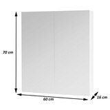 thumbnail of Spiegelkast HWC-B19b, badkamermeubel wandkast, 2 planken hoogglans MVG-gecertificeerd 70x60x16cm ~ grijs