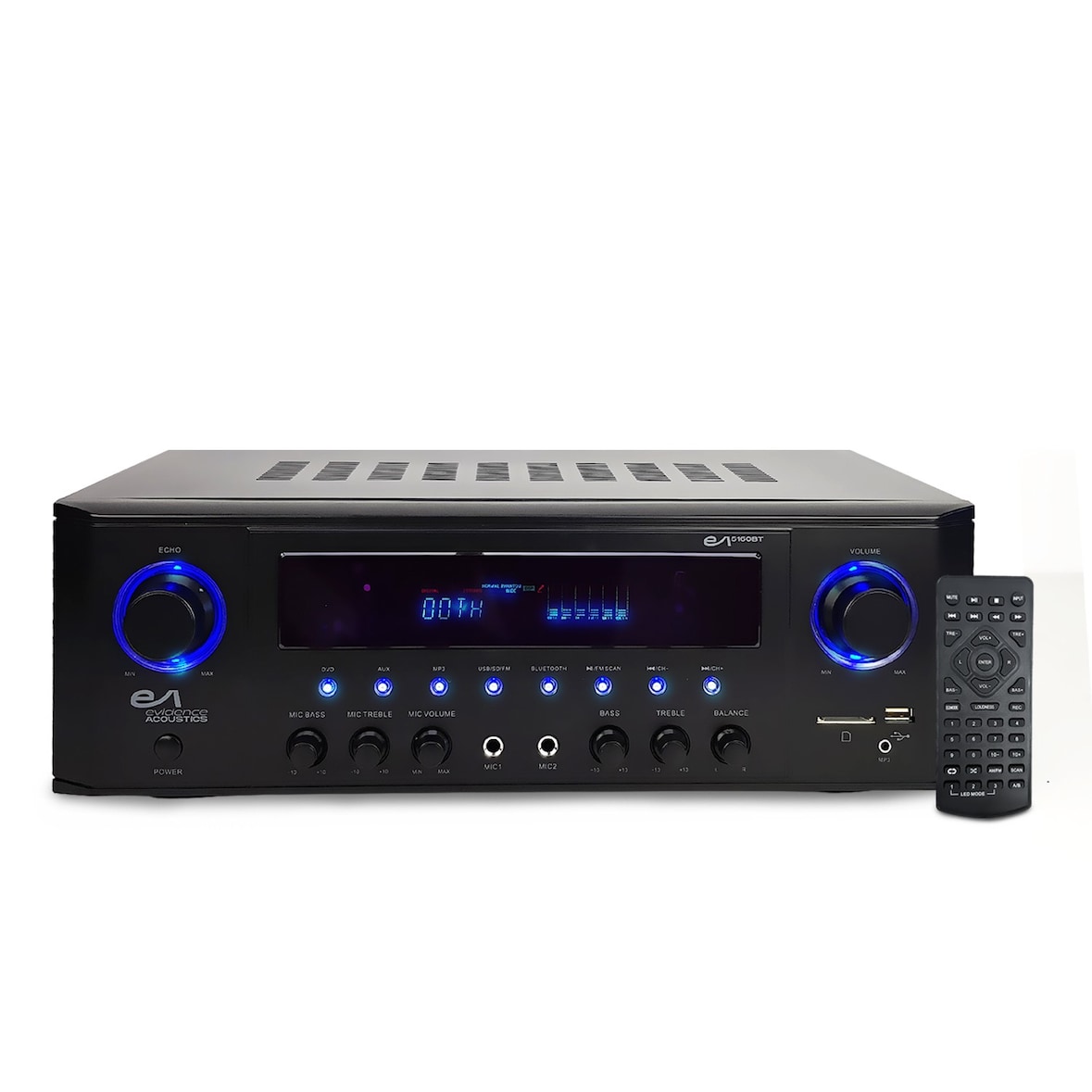 Amplificateur HIFI - Evidence Acoustics EA-5160-BT - STEREO 5.1 KARAOKE 2x50W + 3x20W - Entrée USB SD AUX DVD FM