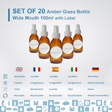 thumbnail of 20x Frascos Spray em Vidro Âmbar de 100 ml com Tampa Vaporizadora + 20 Etiquetas Personalizadas – Óleos Essenciais e Cosméticos