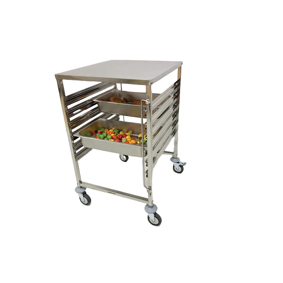 Carrello scala GN 2/1 in acciaio inox - 6 livelli con vassoio PREMIUM / GOLDINOX. GOLDINOX