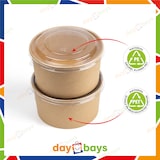 thumbnail of DayBays 25 Stk. Salatschalen 1000 ml Salatbox Kombi 148x129x78 mm mit Deckel Kraft Braun Rund