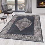 thumbnail of Teppich Wohnzimmer Barock Pflegeleicht Waschbar Strapazierfähig Esszimmer OEKO-TEX Schwarz 80x150 cm Gekettelt – PIZOL von Kadima Design