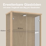 thumbnail of K-Möbel Armoire vitrine 2 portes 176x67x33 cm Made in Germany vitrine sur pied avec LED & 4 tablettes en verre réglables en hauteur Hêtre