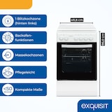 thumbnail of Exquisit Elektro-Standherd EH9-3-090 weiss | Energieeffizienzklasse A | 48 l Garraum | Massekochfeld | Elektro-Standherd 50 cm