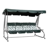 thumbnail of Columpio de jardín 4 plazas MIZAR XL reclinable y convertible en cama, estructura de metal, techo regulable de poliéster impermeable (Verde Begonia)