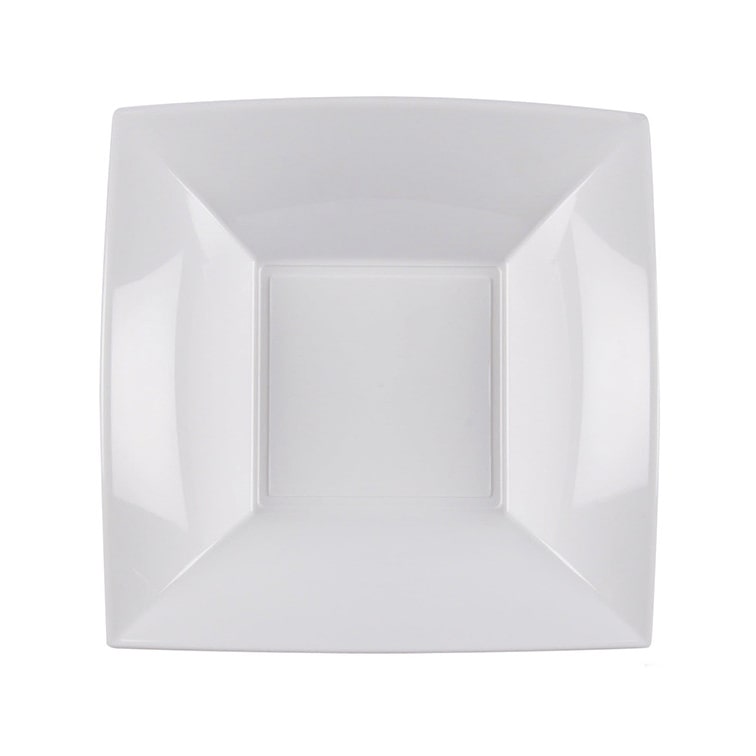 MONOUSO - Plato Duro Reutilizable PP Hondo Blanco "Nice" 18cm (15 Uds)