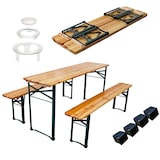 thumbnail of CHEFGASTRO Bierzeltgarnitur 3-teilig klappbar | 1x Tisch mit Schirmhalterung, 2x Bierbank, HxBxT 76x170x46 cm, lackiertes Holz, inkl. 12x Bodenschoner