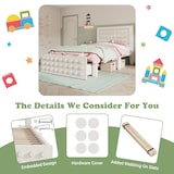 thumbnail of Holzbett Einzelbett 90x200 mit Schublade und Stauraum, Massivholzbett im Blockdesign, stabiles Bett mit Lattenrost, modernes Design Weiß