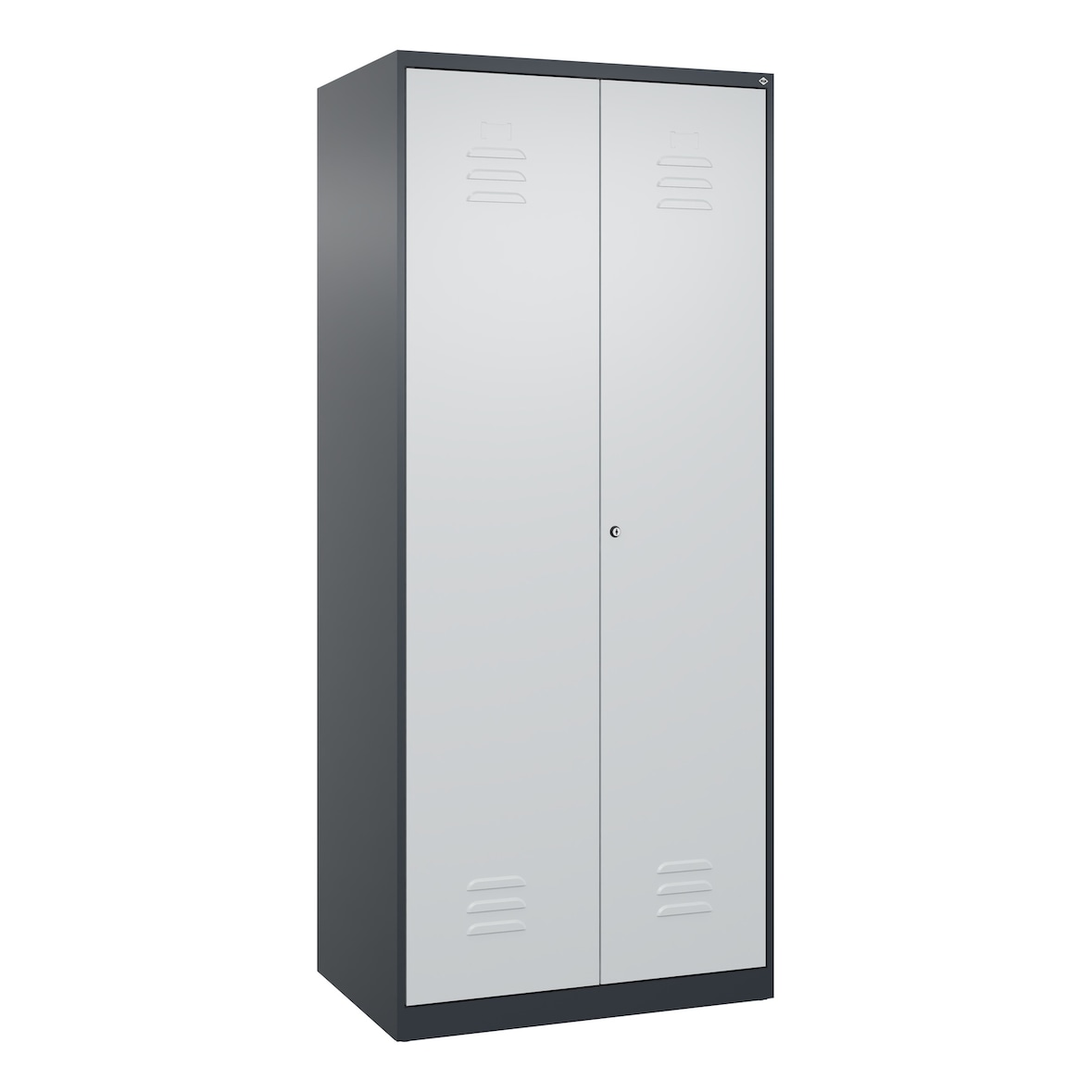 C+P Aufbewahrungs Doppel-Spind Classic PLUS, 2 Abteile je 4 Fachböden, HxBxT 185x80x50cm, Zylinderschloss, Anthrazit/Hellgrau von PROREGAL