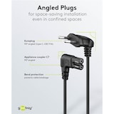 thumbnail of Goobay 97354 Euro Anschlusskabel beidseitig abgewinkelt, 3 m, Schwarz, 3 m - Eurostecker (Typ C, CEE 7/16) > Gerätebuchse C7