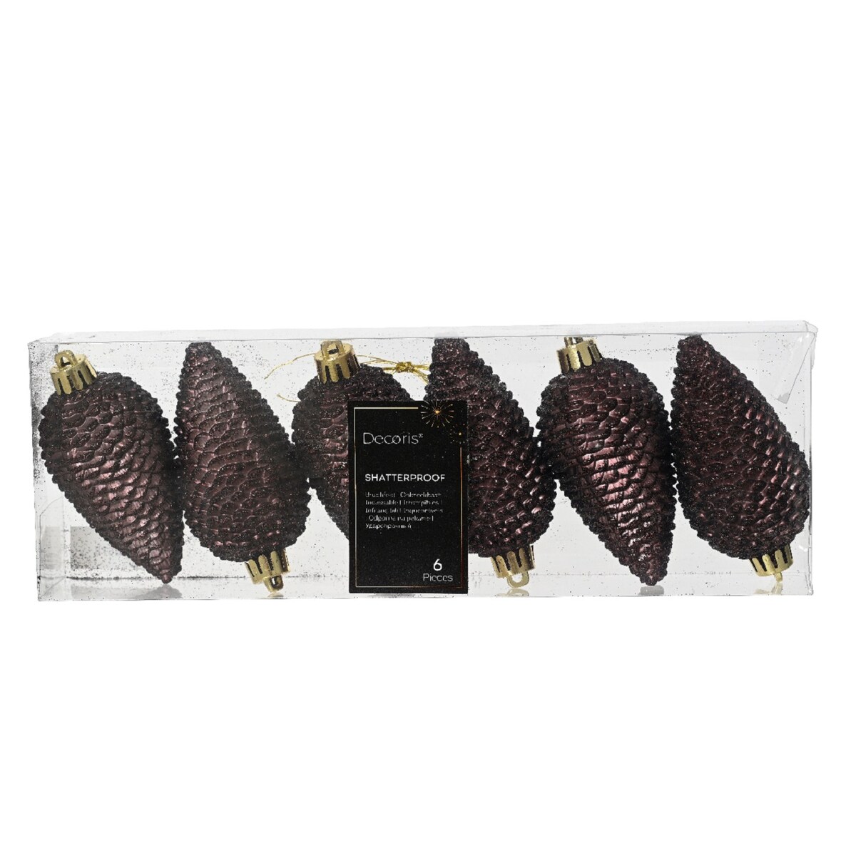 Christbaumschmuck Zapfen bruchfest Ø 4,5cm / H 8cm 6 Stk black truffle
