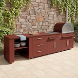 thumbnail of Cocina exterior Oviala de 4 piezas con horno de pizza, acero, 96 x 322 x 89 cm (ladrillo)