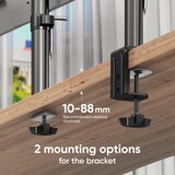 thumbnail of ONKRON Monitor Halterung für 4 Monitore 13-32 Zoll bis 8 kg, VESA 75x75 & 100x100, schwenkbar, neigbar, drehbar, Schwarz D421E-B