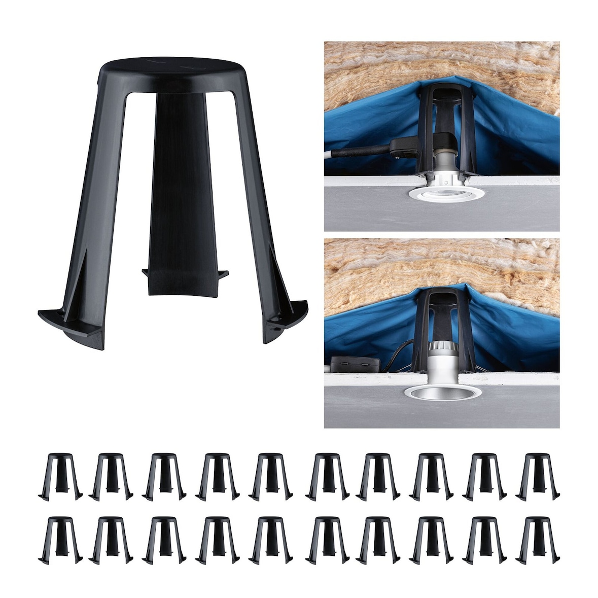 Paulmann Zubehör Abstandshalter für Einbauleuchten 62 - 90mm 20er-Pack Schwarz 92402