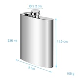 thumbnail of Intirilife Flachmann Schnapsfläschchen Getränkebehälter aus Edelstahl in Silber mit 250 ml Füllmenge - 9.3 x 2.2 x 13.9 cm
