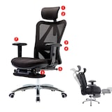 thumbnail of SIHOO sedia da ufficio sedia da scrivania, ergonomica, supporto lombare regolabile, portata 150 kg ~ con poggiapiedi, nero