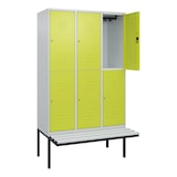 thumbnail of C+P Spind Classic PLUS, Kunststoff schwebende Sitzbank, 6 Abteile, HxBxT 212x120x82cm, Zylinderschloss, Hellgrau/Clowngrün von PROREGAL