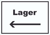thumbnail of Lager Schild mit Text und Richtungspfeil links Storage Warenlager waagerecht A5 (148x210mm)