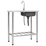 thumbnail of vidaXL Campinggootsteen enkele bak met kraan roestvrij staal