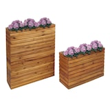 thumbnail of 2er-Set Pflanzkasten HWC-L21, Pflanzkübel Blumentopf Hochbeet, eckig Outdoor Akazie Holz FSC®-zertifiziert, braun