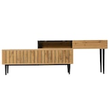 thumbnail of Merax Lowboard mit Tischplatte in Marmoroptik und Metallbeine, TV-Schrank stapelbar, TV-Board Länge verstellbar, Bis 200cm, Natur