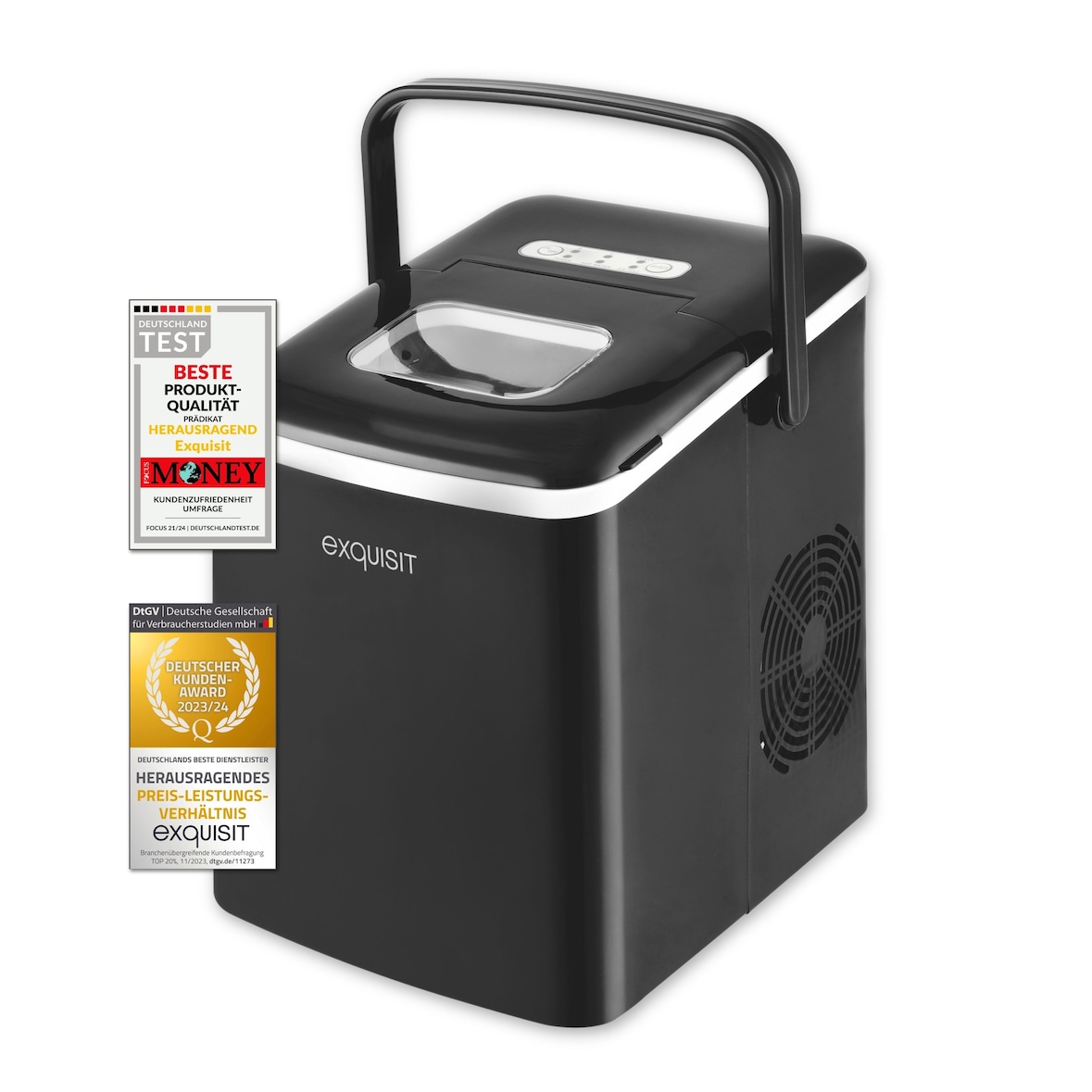 Eiswürfelbereiter EM 6002 sw | Eiswürfelzubereitung 13kg in 24h | 1,8 L Wassertank | 120 W | schwarz