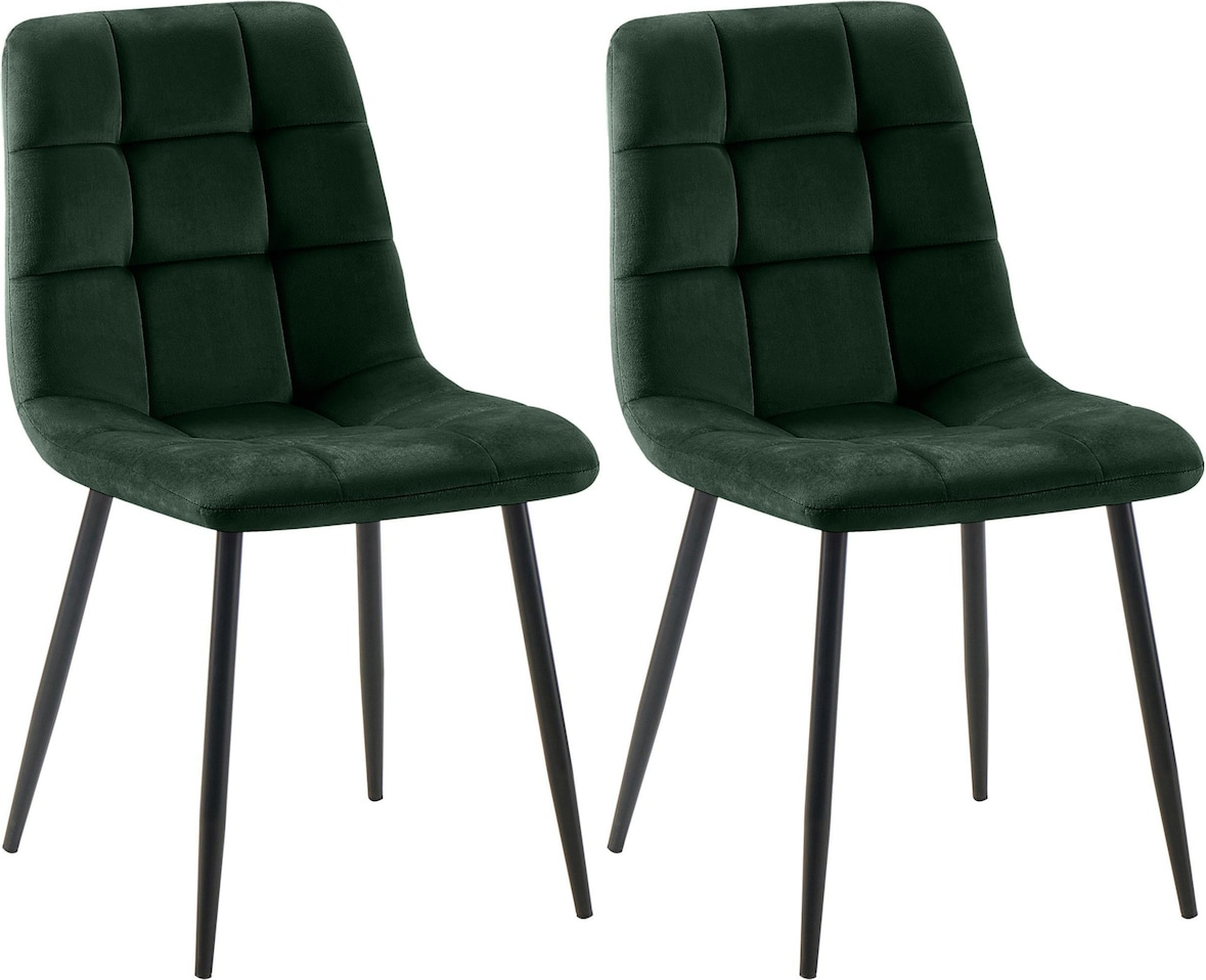 CHEFGASTRO 2er Set Esszimmerstuhl IOWA Samt HxBxT 84x45x55cm Grün Küchenstuhl