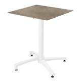 thumbnail of Set Tisch 60 cm Marmor beige und 4 graue Metallstühle
