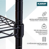 thumbnail of Gitterregal mit Rollen "Maya" - 5 Böden - 89 x 34 x 150 cm / Schwarz