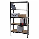 thumbnail of Zware rekken HWC-E33, kelder rekken boutloze rekken opslag rekken, 875kg staal 5 planken ~ zwart 180x90x40cm