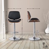 thumbnail of 2er Set Barhocker LOSAN - Kunstleder Walnuss/schwarz 50x50x94 cm Schwarz Dunkelbraun Silber | Barstuhl Höhenverstellbar Mit Lehne Drehbar Tresenhocker