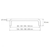 thumbnail of Edelstahl Möbelgriff Lochabstand 128mm Schrankgriff Bügelgriff rund Ø8mm modern