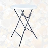 thumbnail of BRASQ Statafel Wit/ Grijs Inklapbaar Set van 2 ⌀ 80cm Inclusief 2x Zwarte Statafelrok - Bartafel - Vouwtafel