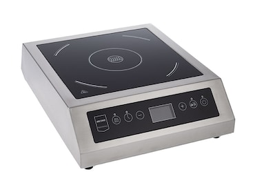 METRO Professional Placa de indução GIC3135, aço inoxidável / vitrocerâmica, 34 x 44 x 12 cm, 3500 W, filtro de gorduras, prateado