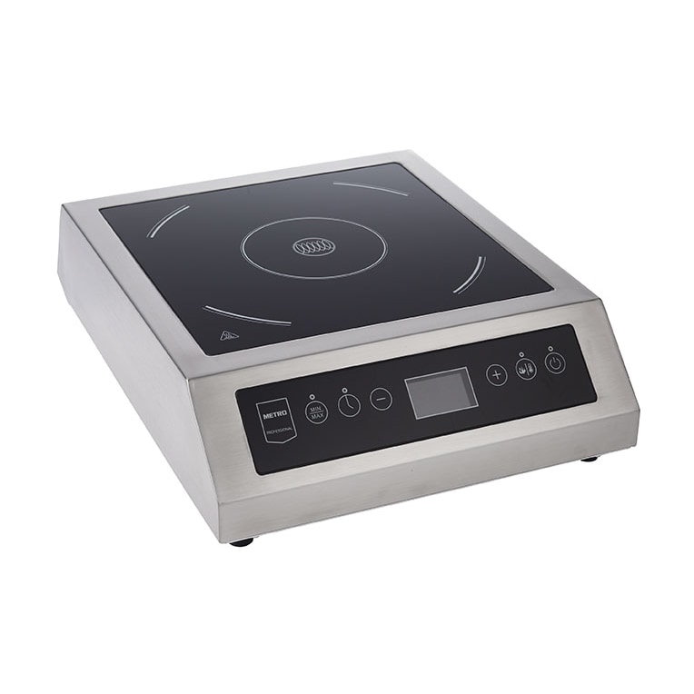 METRO Professional Piano cottura a induzione GIC3135, acciaio inox / vetroceramica, 34 x44 x 12 cm, 3500 W, filtro antigrasso, argento