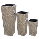 thumbnail of Casaria Poly Rattan Blumentopf mit Wasserabfluss Creme - 3er Set