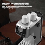 thumbnail of Espressomaschine mit Manometer, halbautomatisch, 20 Bar, Edelstahlgehäuse, 51 mm Filter, 10 mm Milchschaumdüse, Tassenwärmer, Touch-Bedienung