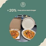 thumbnail of Honest Pack Pizzakarton aus Zuckerrohr 33x3 cm 150 Stück, 100% biologisch abbaubare, kompostierbare Pizzaschachtel, Keine Faltung, platzsparend