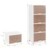 thumbnail of COSTWAY Aufbewahrungsbox 150 L, Set mit 4 Kunststoff-Boxen Stapelbare Aufbewahrungsbehälter, Aufbewahrungsboxen mit Magnetischen Türen und Holzfüßen