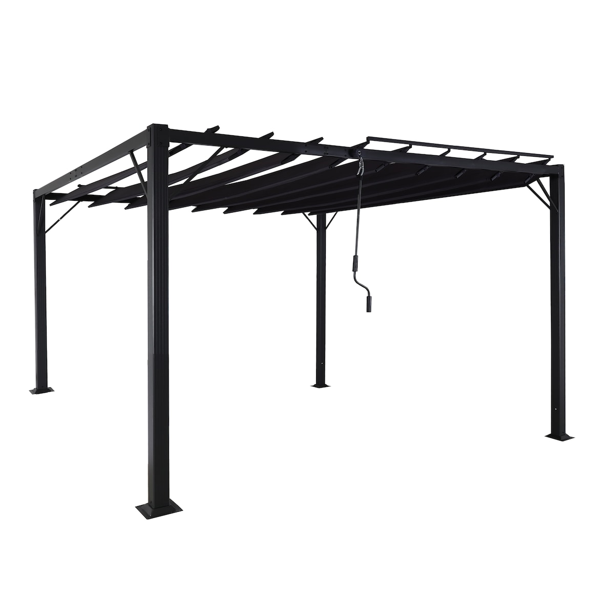 Pergola HWC-L40, Garten Lamellen-Pavillon Terrassenüberdachung, 8cm-Alu-Gestell Stoff/Textil, 3x3m anthrazit