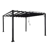 thumbnail of Pergola HWC-L40, Garten Lamellen-Pavillon Terrassenüberdachung, 8cm-Alu-Gestell Stoff/Textil, 3x3m anthrazit