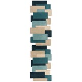 thumbnail of Handgetufteter Wollteppich `Thames Eva` - Geometrisch & Modern. Farbe: Türkis, 60x230 cm | Kadima Design