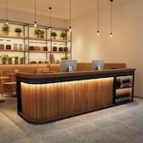 thumbnail of Bartresen, Empfangstheke in Holzoptik – Holzmaserungsdesign, geeignet für Bar, Restaurant & Café Braun 160x60x100cm【Hutaohei 160】