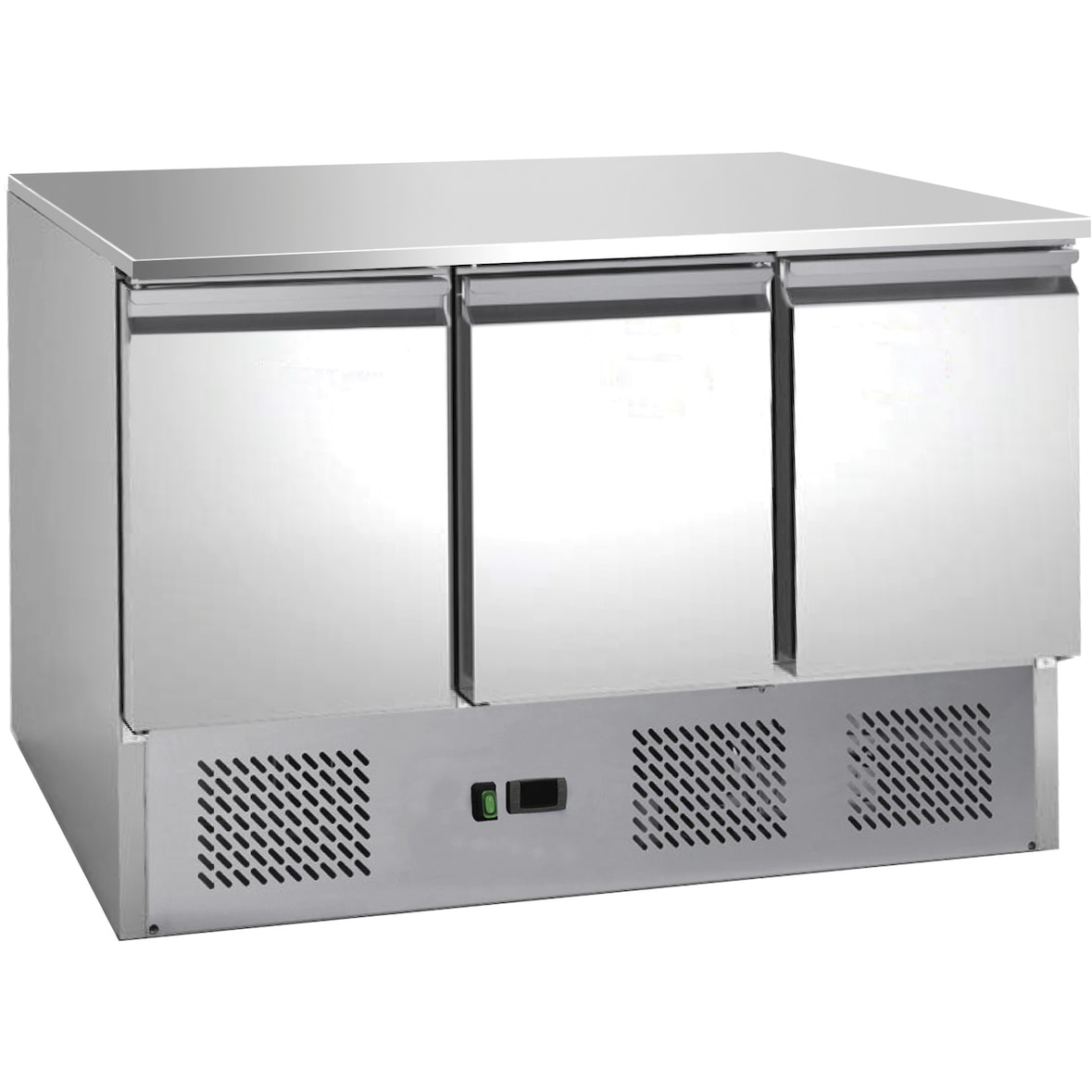 Saladette refrigerata in acciaio inox, 3 porte, statica, temperatura +2°/+8°C, gastronorm GN 1/1, capacità lt 368, , mod. LU903VQRHE
