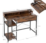 thumbnail of COSTWAY Escritorio con enchufes, caja pequeña para ordenador con accesorios, cajón y estante extraíble, mesa de oficina con estructura metálica.
