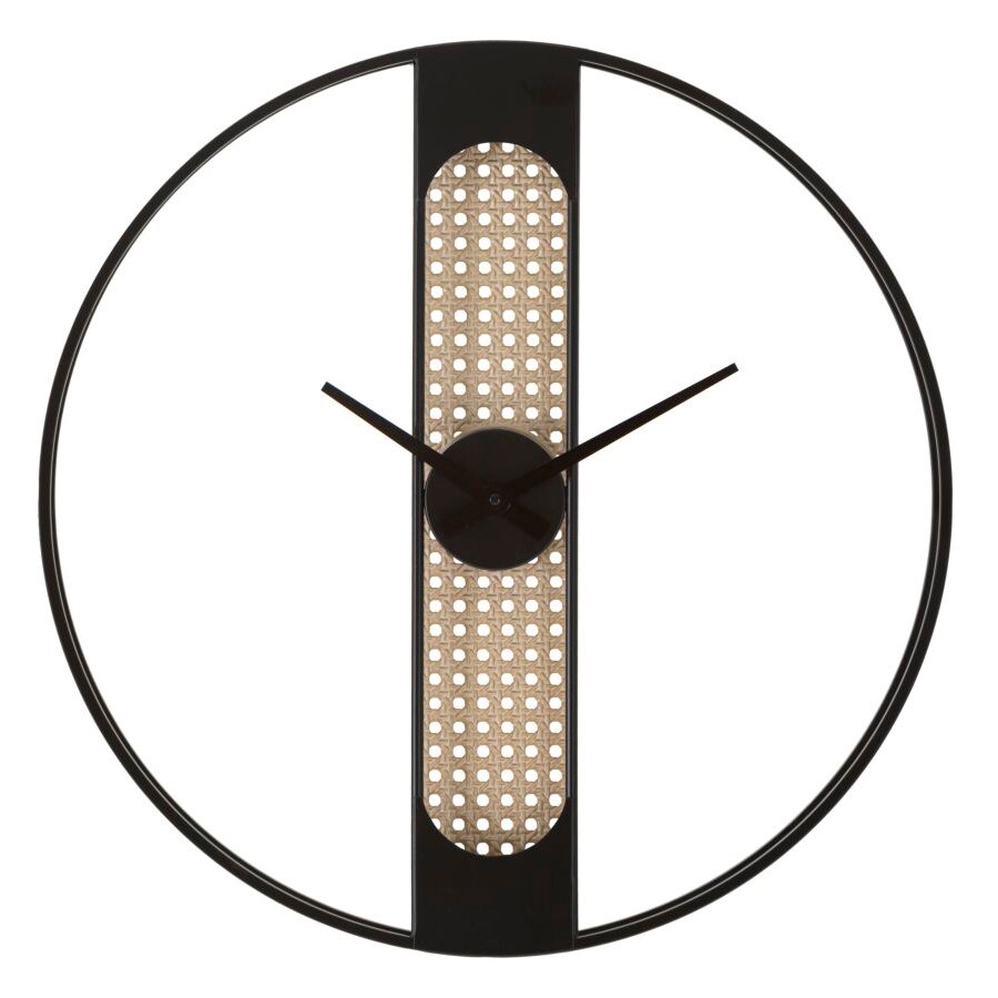 Orologio rotondo da parete in metallo nero e beige Ø cm 60x5
