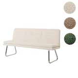 thumbnail of Sitzbank | HxBxT 93x180x58cm | Sitzhöhe 51cm | Lehne Stoff/Textil Bouclé Edelstahl gebürstet 180cm | Grün | Esszimmerbank Bank Polsterbank