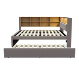 thumbnail of Schlafsofa 140x200 ausziehbar 90x190 mit LED-Beleuchtung, USB/Type-C-Anschlüssen und Stauraum – modernes Flanell Dunkelgrau