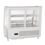 thumbnail of Vitrina refrigerada con 2 puertas, 2 estantes, plástico/cristal, 67,5 x 68,2 x 45 cm, refrigeración por aire, 100L, blanca, Polar CC666